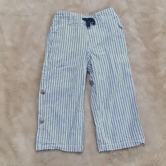JANIE AND JACK BLUE STRIPED SEERSUCKER ROLL-UP PANTS, SIZE 2T - Picture 1 of 12
